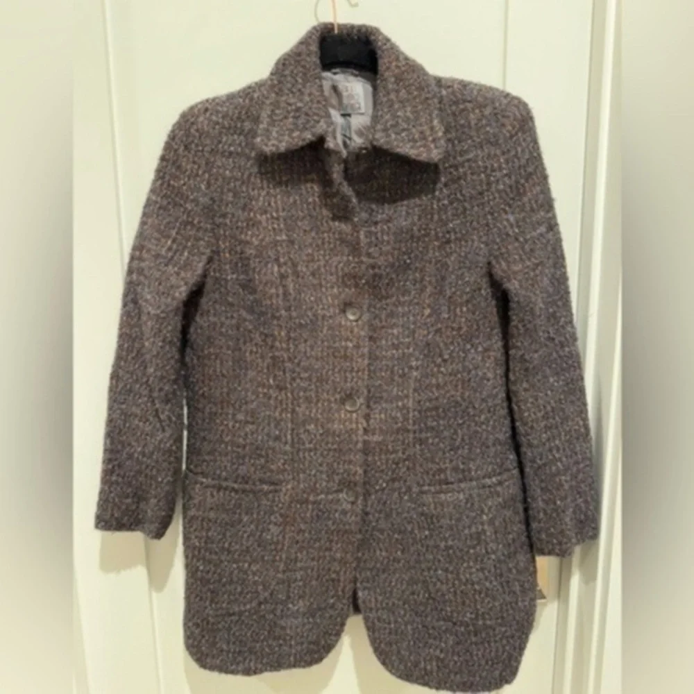 Ann Freedberg wool Jacket Madeleine Tweed Lined Womens Size 10 Gray C1